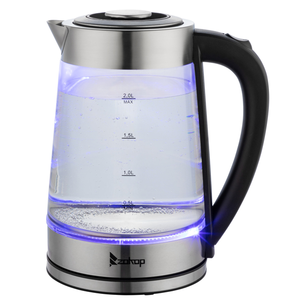  【Old Code：42128382】ZOKOP HD-250 220V 2000W 2L Blue Glass Electric Kettle