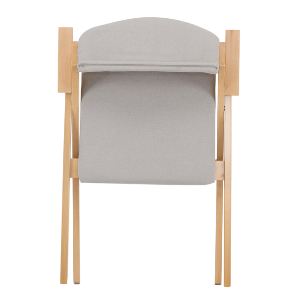 Set of 2 Wooden Folding Chairs with Padded Seats and Armrests, Portable Simple Folding Chairs with Cushion for Guests Kitchen Office Wedding Party Picnic, Natural Frame with Light Gray Cushion