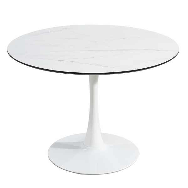 TULIP DINING TABLE ,Dia. 106cm ROUND, WHT, MARBLE WHT, 1pc per ctn 