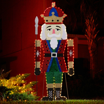 Lighted Nutcracker Christmas Yard Decorations, Pre-lit 2D Nutcracker Soldier with 162 LED Warm White Lights and Stakes for Xmas Outdoor Holiday Indoor Decor Lighted Holiday Displays