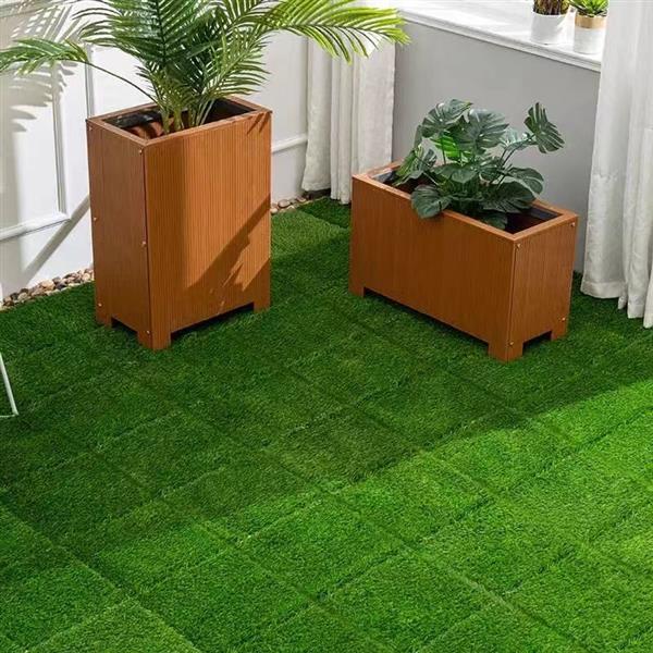 36pcs Interlocking Artificial Grass Tiles For Patio, Balcony, Backyard, Artificial Turf Floor, 12"x12"