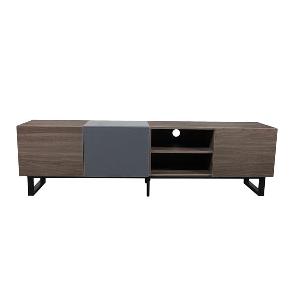 Modern TV with 3 Cabinets& Open Shelves, Color-matching Media Console Table for TVs up to 80'', Entertainment Center with Drop Down Door for Living Room, Bedroom, Home Theatre