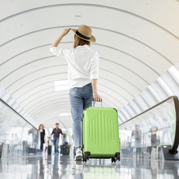 FCH 3-in-1 trolley case with 2 corners and diamond stripes - Matcha Green