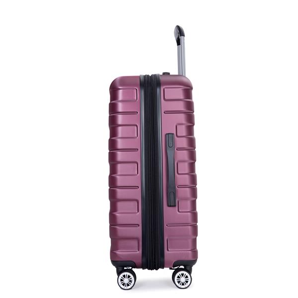 3 Piece Luggage Sets PC Lightweight & Durable Expandable Suitcase with Two Hooks, Double Spinner Wheels, TSA Lock, (21/25/29) Wine Red