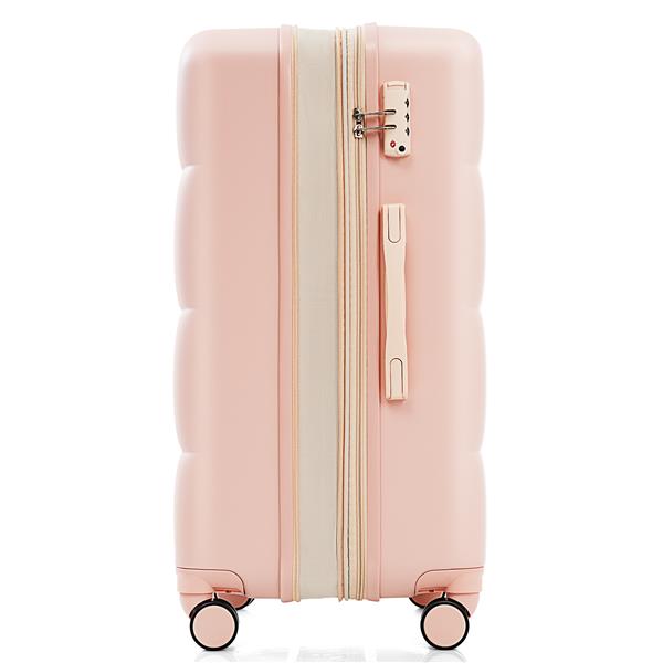 Luggage Sets 4 Piece, 20-inch with USB Port, Expandable ABS Durable Suitcase with Travel Bag,  Cup Holder, ABS Hard Shell Luggage with Spinner Wheels, pink