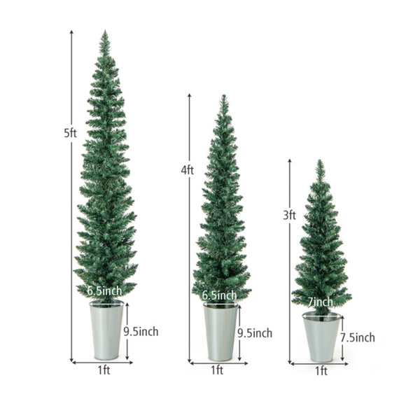  3 PCS Potted Artificial Christmas Tree Christmas Decoration