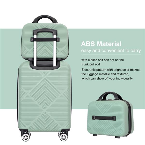 2Piece Luggage Sets ABS Lightweight Suitcase , Spinner Wheels,  (20/14) OLIVE GREEN