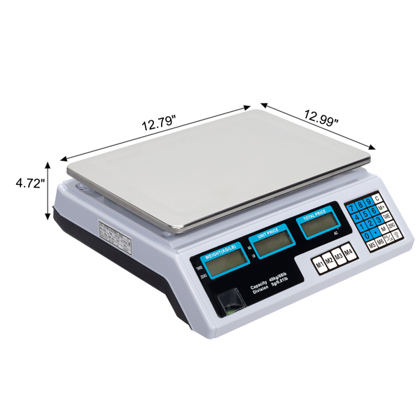 【Old code:42353336】ACS-30 40kg/5g Digital Price Computing Scale for Vegetable UK Plug Silver & White