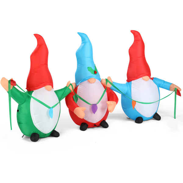 6.6 FT Lighted Christmas Inflatable Decoration, Inflatable Three Christmas Gnomes Elves, Funny Blow Up Yard Decorations with Built-in LED Lights for Holiday Party Front Yard Lawn Garden Decor