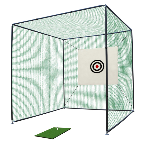 10X10X10FT Golf Practice Net Cage w/ Metal Frame Hitting Net Kit Indoor Outdoor