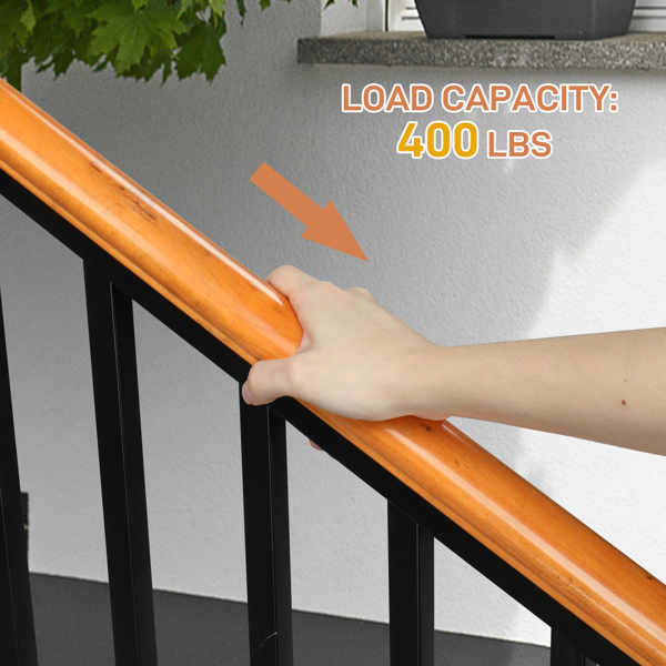  Matte Black Outdoor 3 Level Iron Handrail