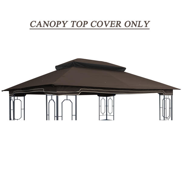 13x10 Ft Patio Double Roof Gazebo Replacement Canopy Top Fabric,Brown [Sale to Temu is Banned.Weekend can not be shipped, order with caution]