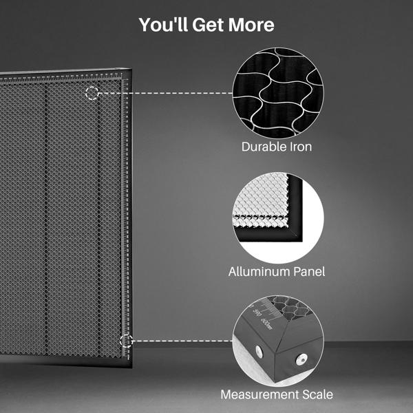 Lasertisch mit Wabe, Wabengitter für schnelle Wärmeableitung, Honeycomb für die meisten Lasergravierer und schützt den Schreibtisch (650 x 650 mm)