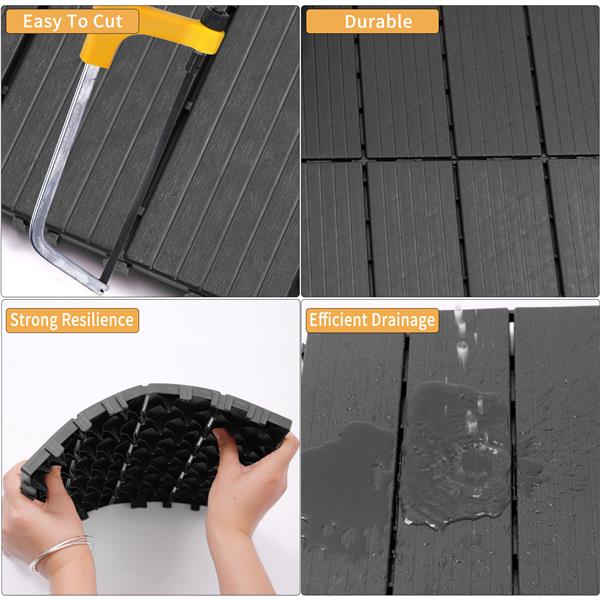 Plastic Interlocking Deck Tiles, 11.8"x11.8"(Pack of 44), Patio Flooring Outdoor Waterproof All Weather Use for Garden Poolside Front/Back Yard, Light gray