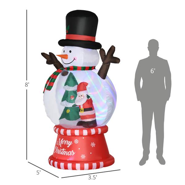 8ft Christmas Inflatables Outdoor Decorations Snowman with Rotating Colorful Light, Blow-Up  LED Yard Display Christmas Decor for Lawn Garden