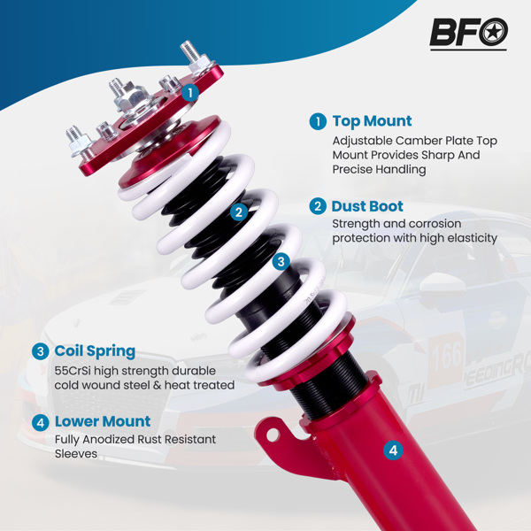 BFO Coilovers Spring Shocks Lowering Kit for Mitsubishi Lancer 08-16