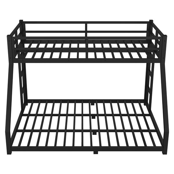 Metal Twin XL over Queen Bunk Bed for Teens and Adults,Space-Saving/Noise Reduced/No Box Spring Needed, Black