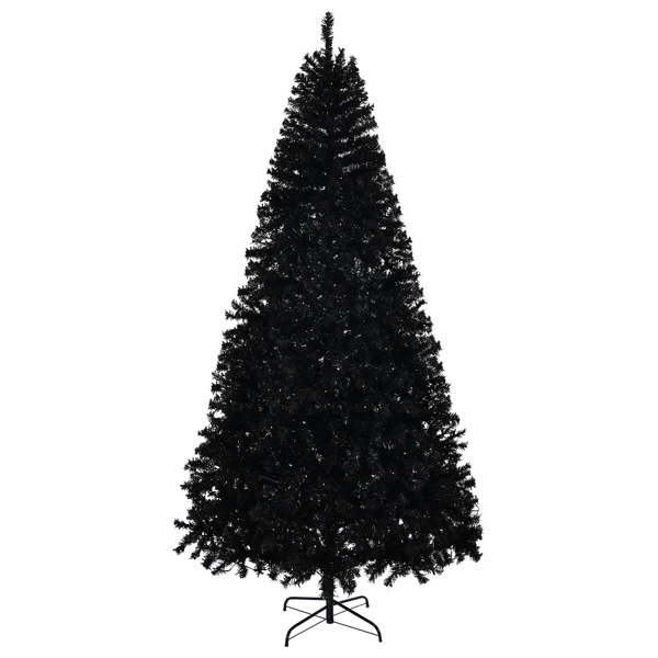 8 FT Pre-lit Artificial Christmas Tree, Hinged Xmas Pine Tree with 1450 Branch Tips, 550 Lights and Remote Control for Holiday Party Office Home, Black