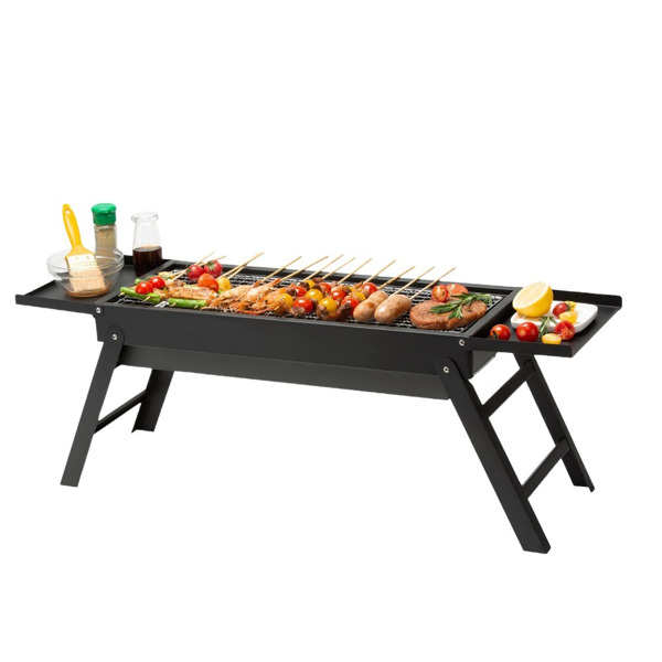 picnic party suitable for 4-6 people 33.5 × 23.7 × 11.8 inches length × width × heightPortable charcoal grill, small outdoor grill folding grill, outdoor grill foldable, stainless steel charcoal grill