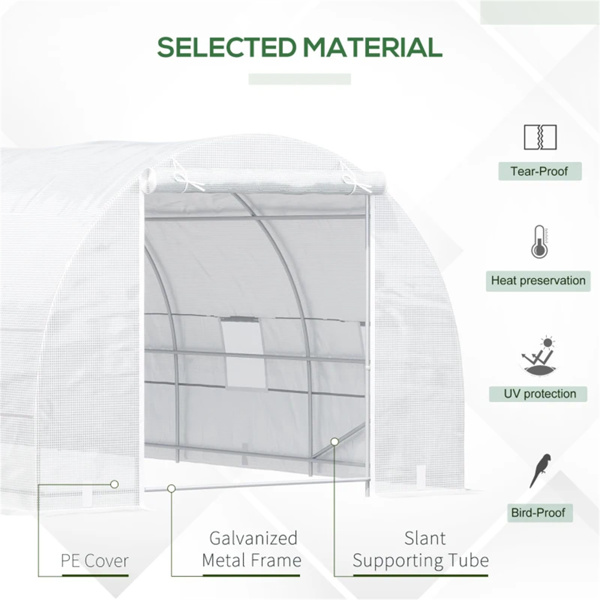 Walk-in Greenhouse 20x10x7ft Garden conservatory White