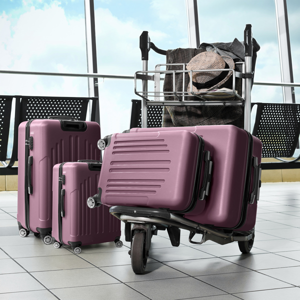  Curved Vertical Stripes 4-in-1 Trolley Case - Violet