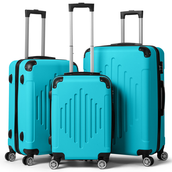 FCH 3-in-1 trolley case with 2 corners and diamond stripes - Sea Salt Blue