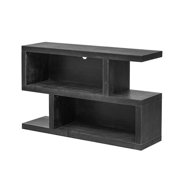 Retro Console Table with Symmetrical 2-Tier Open Shelf for Entryway and Living Room (Black)