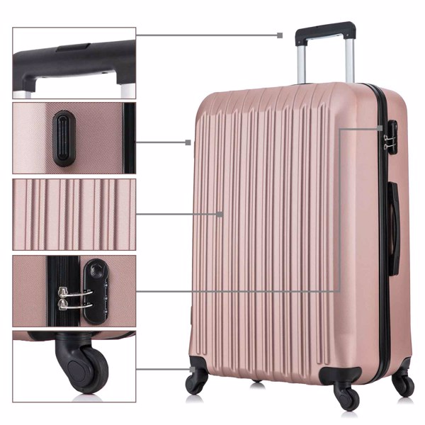 5 Piece Set Luggage Sets Suitcase ABS Hardshell Lightweight Spinner Wheels (16/20/24/28 inch) 