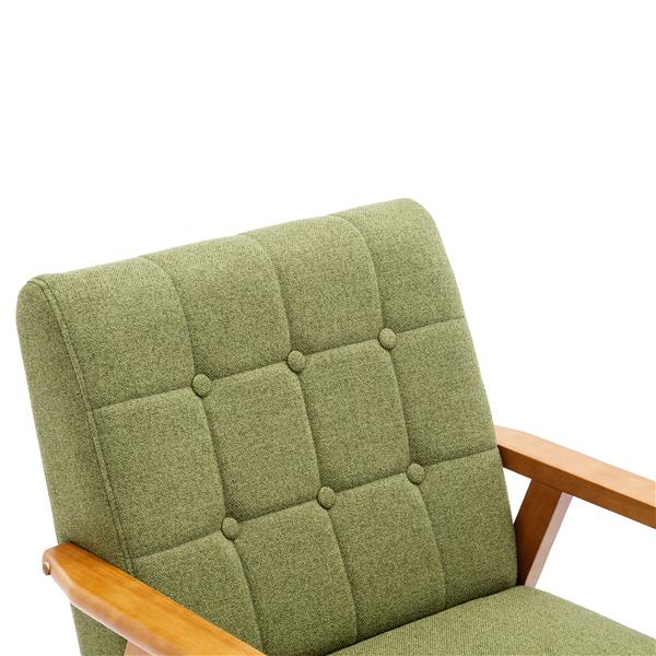 Accent Chairs Set of 2 with Side Table, Mid Century Modern Accent Chair, Wood and Fabric Armchairs Side Chair, Lounge Reading Comfy Arm Chair for Living Room, Bedroom, Office