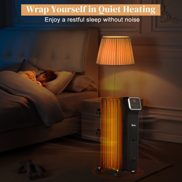 ZOKOP Smart Oil Filled Radiator Heater with WiFi, 1500W Portable Electric Space Heater with Adjustable Thermostat, Overheat and Tip-Over Protection, 24H Timer, for Indoor Bedroom Office Home, Black