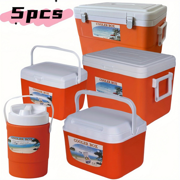 1L+5L+13L+27L+45L picnic insulated box, fresh-keeping box, outdoor picnic, barbecue, camping portable insulated box, orange fresh-keeping box