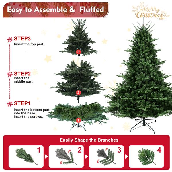 8FT Christmas Tree Simulate Nature Advanced Materials Premium Hinged Spruce Artificial Douglas Firs Tree, Christmas Holiday Party Atmosphere Decoration New Year Celebration PE+PVC Xmas Tree