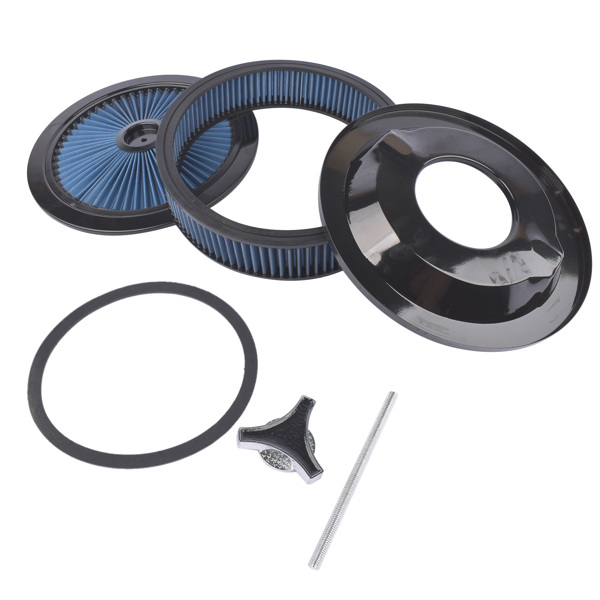 14" x 3" Blue Super Flow Air Cleaner Washable Element Recessed Base Black Top for Chevy Ford