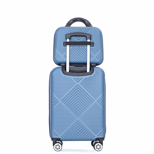 2Piece Luggage Sets ABS Lightweight Suitcase , Spinner Wheels,  (20/14) BLUE