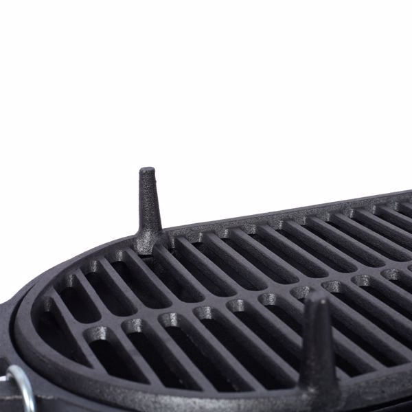 Oval Cast Iron Grill Outdoor, Portable Charcoal Grill and Tabletop Cast Iron Skillet - 100% Cast Iron, Enameled, Durable, Small Charcoal Grill, Camping Stove, Hibachi Grill 