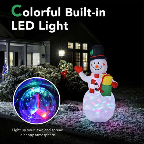 5-foot tall snowman inflatable Christmas decoration with colorful LED lights