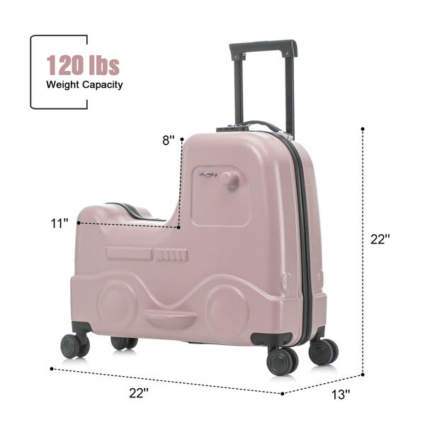 22 Inch Kid's Ride on Suitcase Children's Trolley Luggage with Spinner Wheels \Lock\Safty Belt\Telescoping Handle Blue