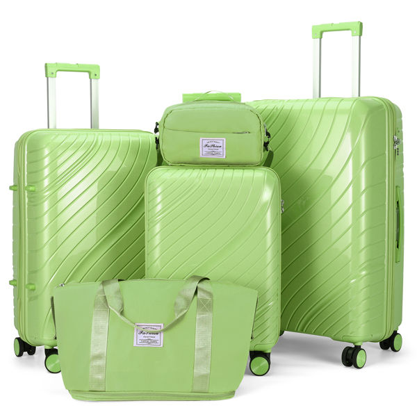 Luggage Sets 5 Piece, PP Luggage Set, Suitcases with Wheels, Hardside Hard Shell Travel Luggage with TSA Lock