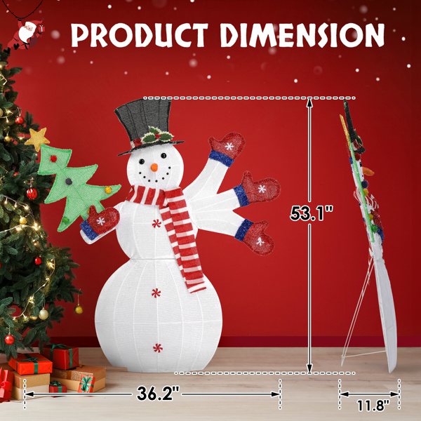 Lighted Snowman Christmas Yard Decorations, Pre-lit 2D Snowman Waving Hands with 170 LED Warm White Lights and Stakes for Xmas Outdoor Holiday Indoor Decor Lighted Holiday Displays