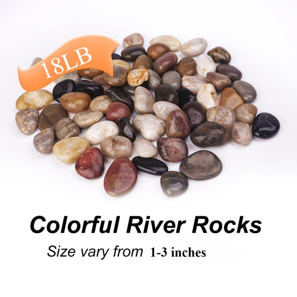 18 lbs Decorative Garden Stone Outdoor Landscaping, Walkways, Yard, 1-3 inch Large Polished River Rocks for Plants Pots, Vases, Crafts