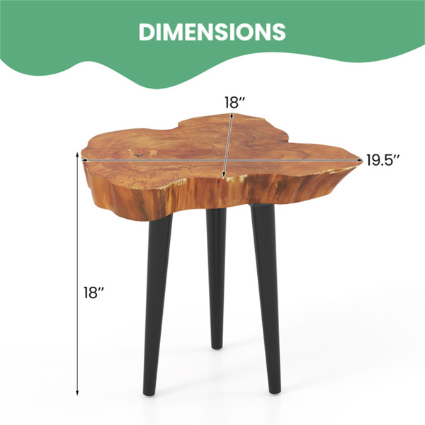 Brown Irregular Solid Teak Wood End Table