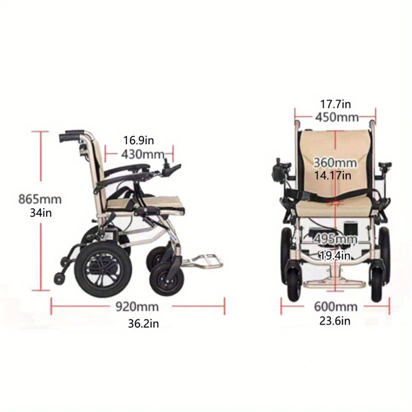 Folding Electric Wheelchair For Adults Elderly Mobility Aid Motorized Dual Motor