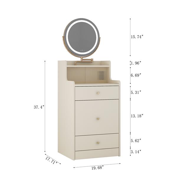 3 in 1 Vanity Desk With mirror and light ,Small makeup vanity set with charging station, With 2 drawers and open storage space, with upholstered stool, Compact Dressing Table Writing Desk for Small Sp