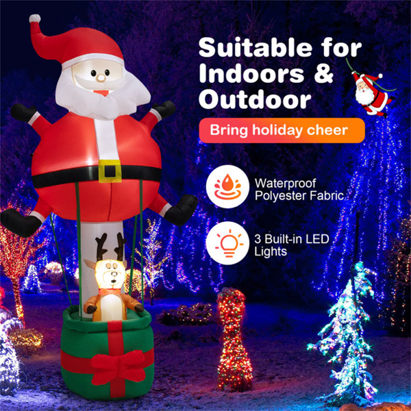 8 Feet Christmas Decorations,Inflatable Santa Claus and Reindeer 