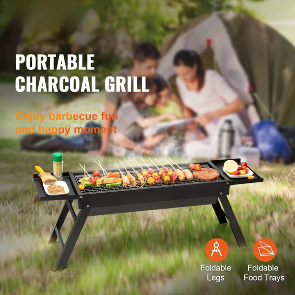 picnic party suitable for 4-6 people 33.5 × 23.7 × 11.8 inches length × width × heightPortable charcoal grill, small outdoor grill folding grill, outdoor grill foldable, stainless steel charcoal grill