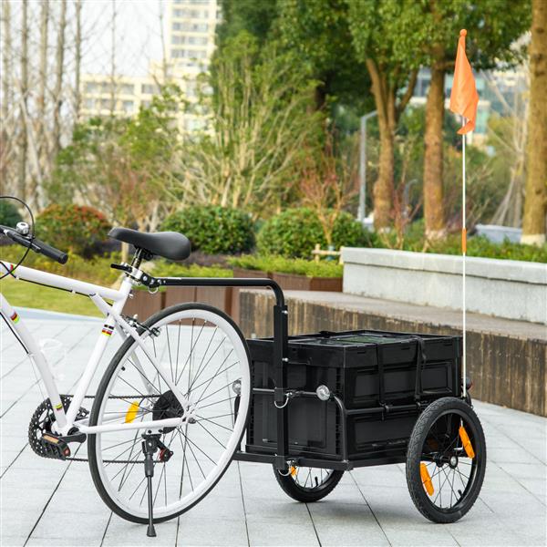 Bike Cargo Trailer, Bicycle Trailer Wagon Cart with Removable Storage Box, Quick Release 16" Wheels and Safe Reflectors, No Bottom