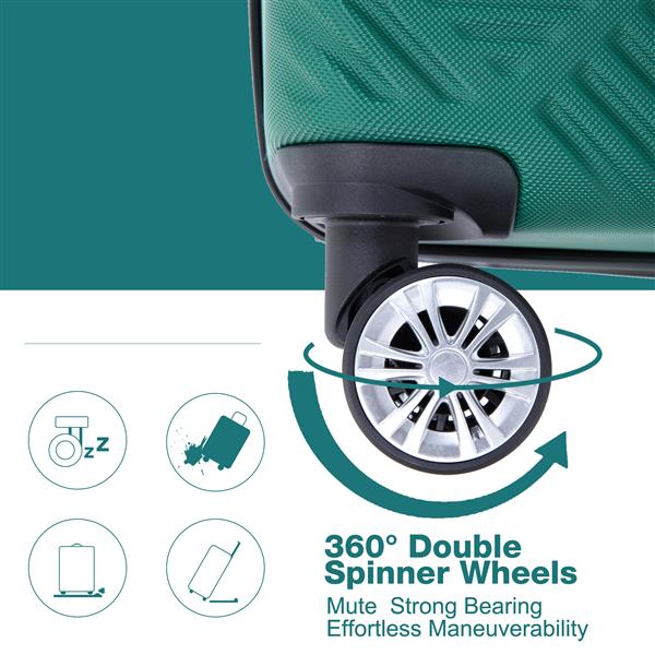 2Piece Luggage Sets ABS Lightweight Suitcase , Spinner Wheels,  (20/14) DARK GREEN