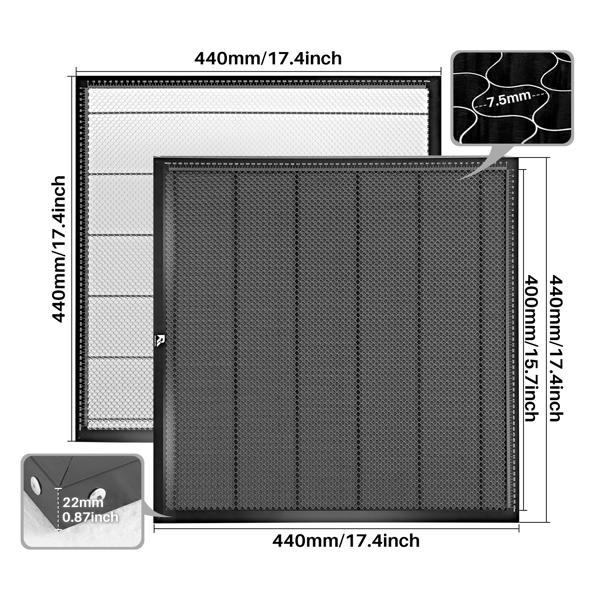 Lasertisch mit Wabe, Wabengitter für schnelle Wärmeableitung, Honeycomb für die meisten Lasergravierer und schützt den Schreibtisch (400 x 400mm)