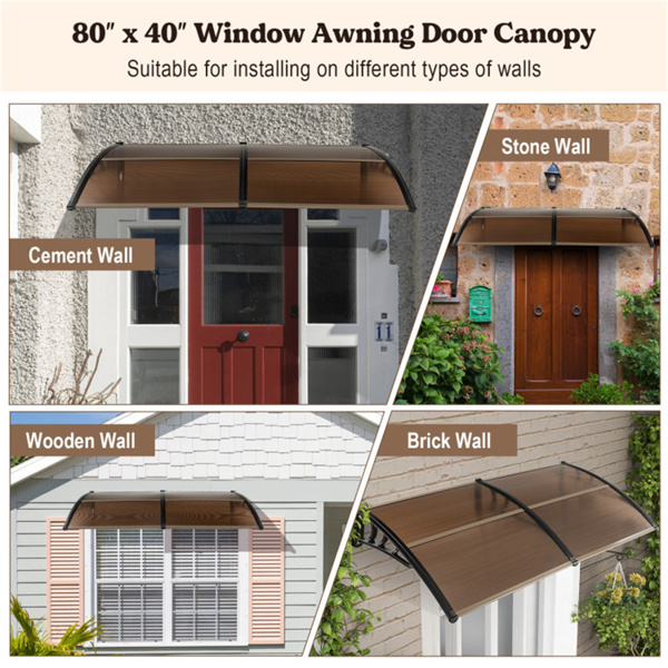 Outdoor Overhang Awning for Sunlight Rain Snow Wind Protection