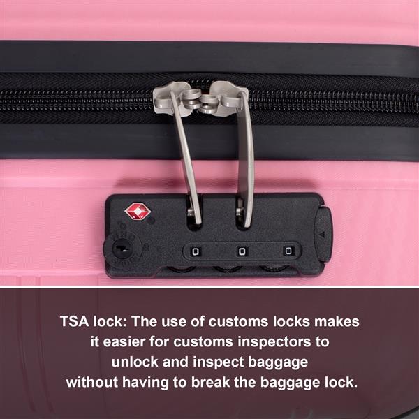 Hardshell Suitcase Spinner Wheels PP Luggage Sets Lightweight Durable Suitcase with TSA Lock,3-Piece Set (20/24/28) ,Pink